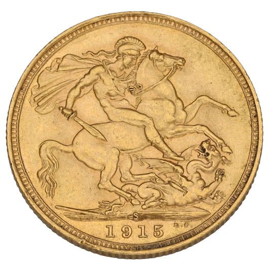 22ct Gold King George V Full Sovereign Coin 1915