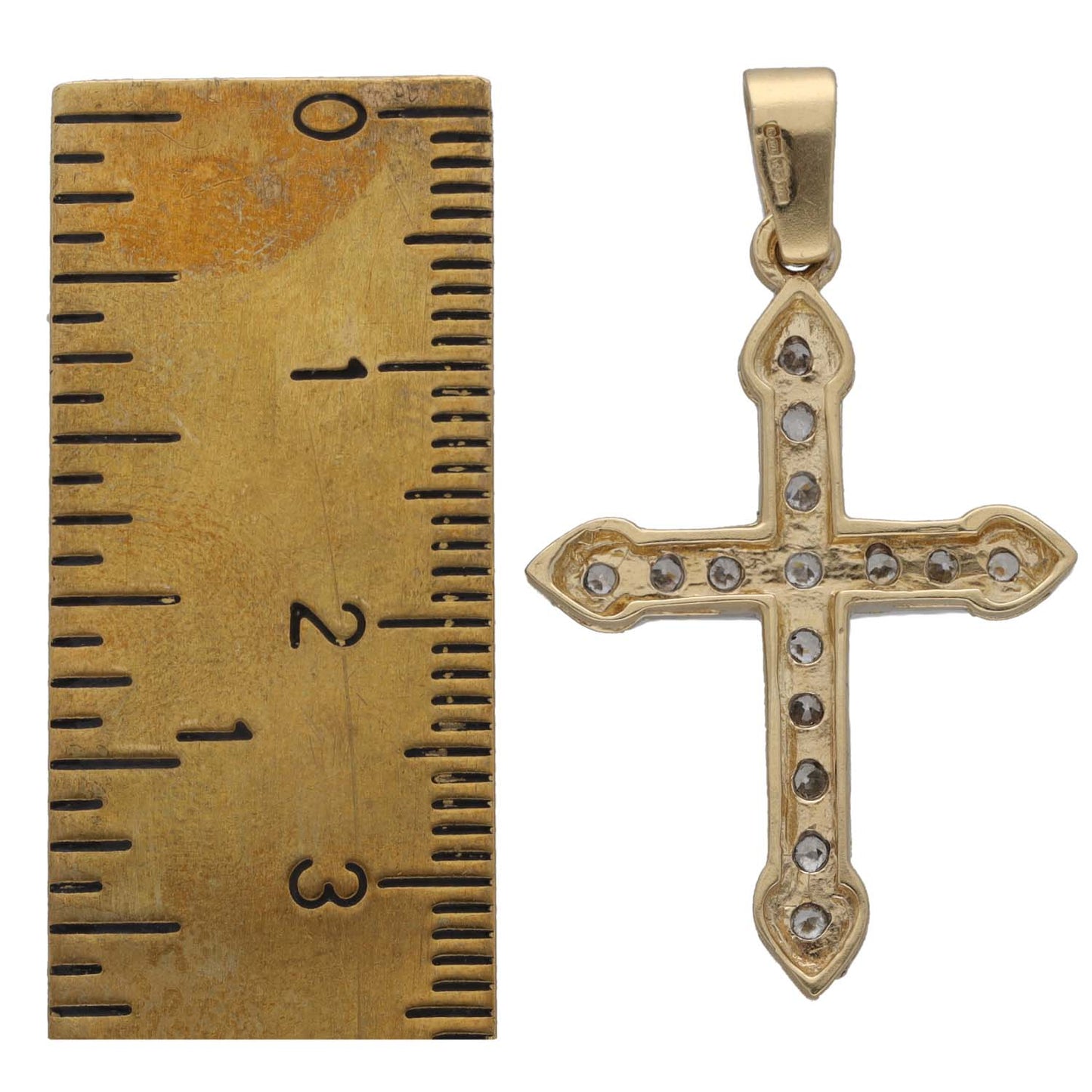9ct Gold Cubic Zirconia Cross Pendant