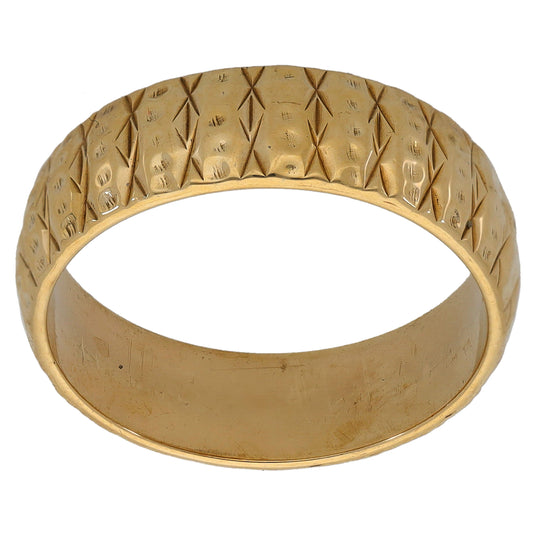 9ct Gold Patterned Wedding Ring Size N