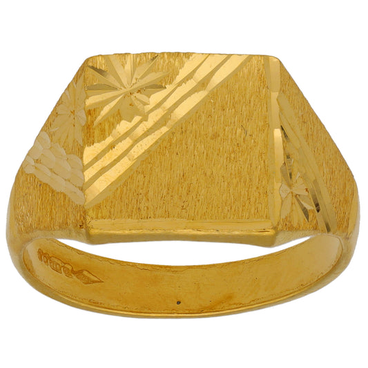 22ct Gold Patterned Signet Ring Size V