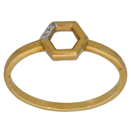 9ct Bicolour Gold 0.05ct Diamond Ring & Necklace Jewellery Set