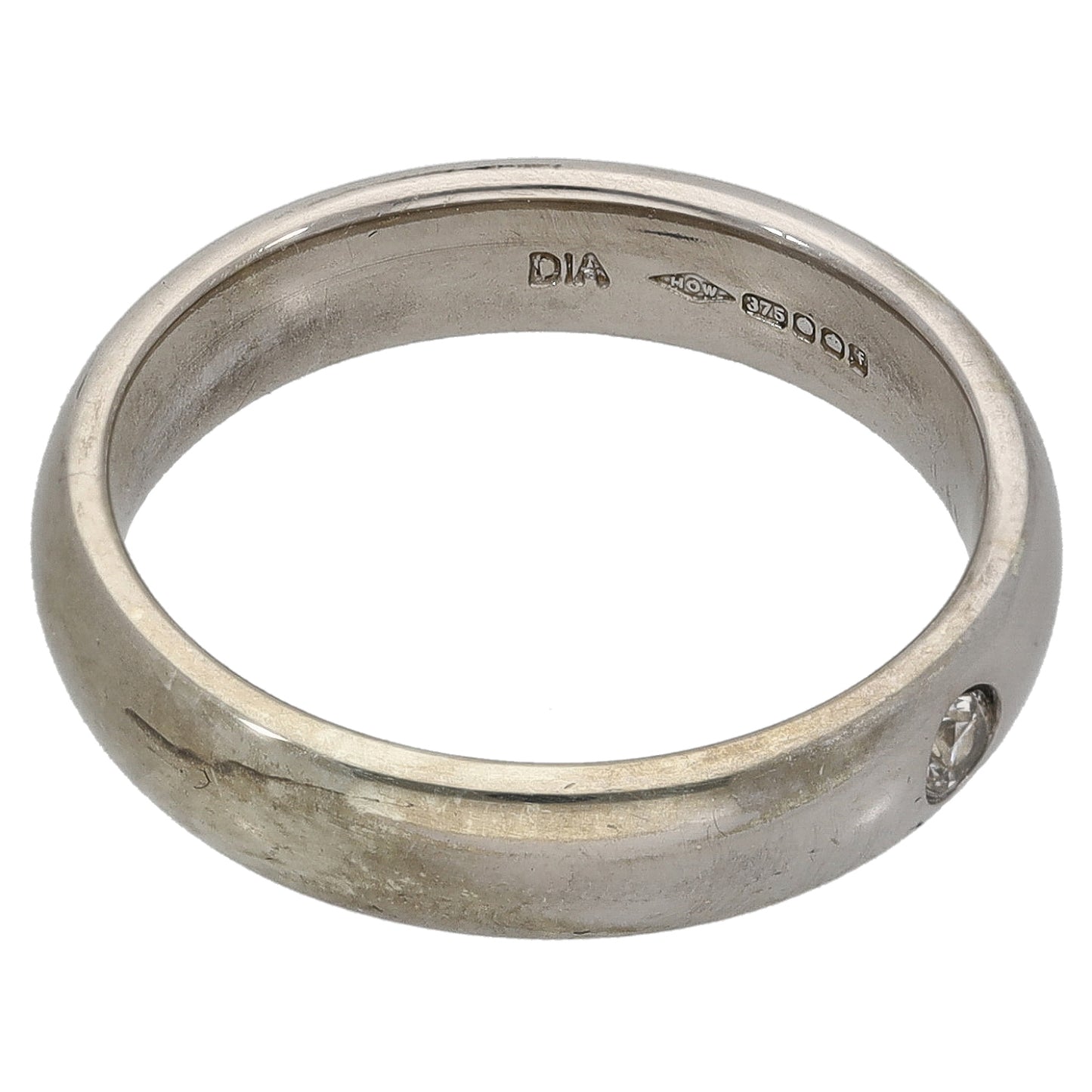 9ct White Gold 0.04ct Diamond Wedding Ring Size M