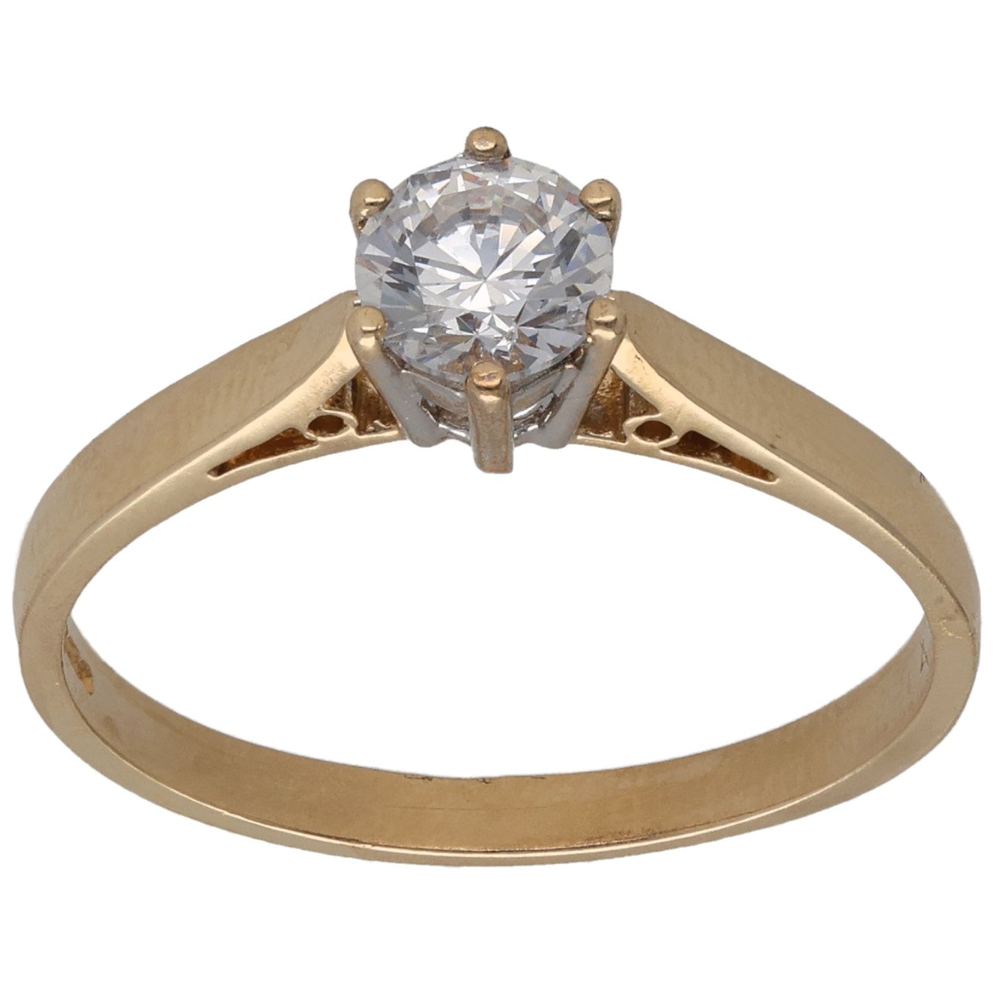 14ct Gold Cubic Zirconia Single Stone Ring Size Q