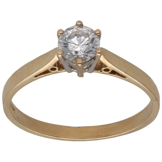 14ct Gold Cubic Zirconia Single Stone Ring Size Q