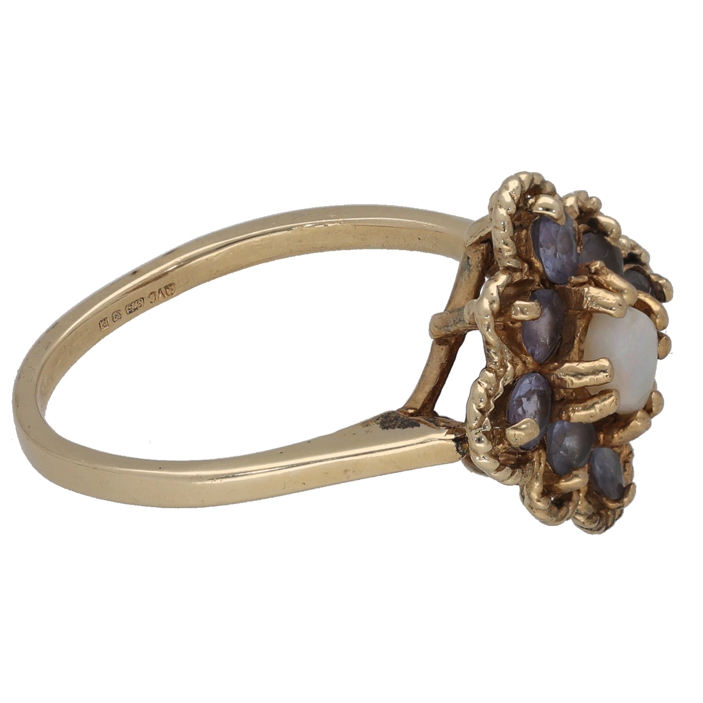 9ct Gold Tanzanite & Opal Dress/Cocktail Ring Size R