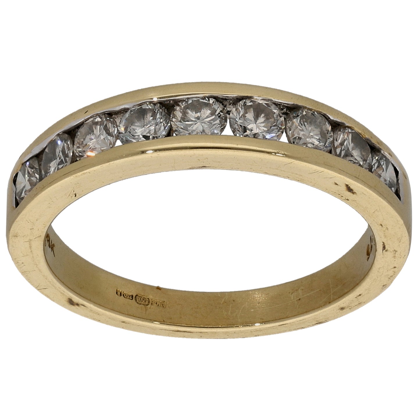 18ct Gold 0.75ct Diamond Half Eternity Ring Size L