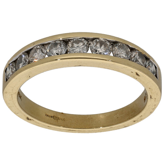 18ct Gold 0.75ct Diamond Half Eternity Ring Size L