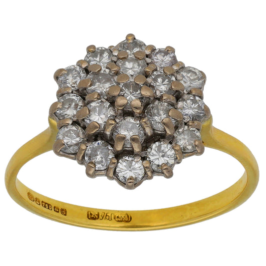 18ct Gold 0.57ct Diamond Cluster Ring Size P