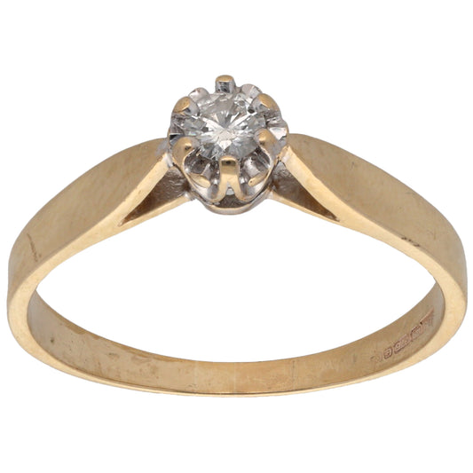9ct Gold 0.15ct Diamond Solitaire Ring Size Q