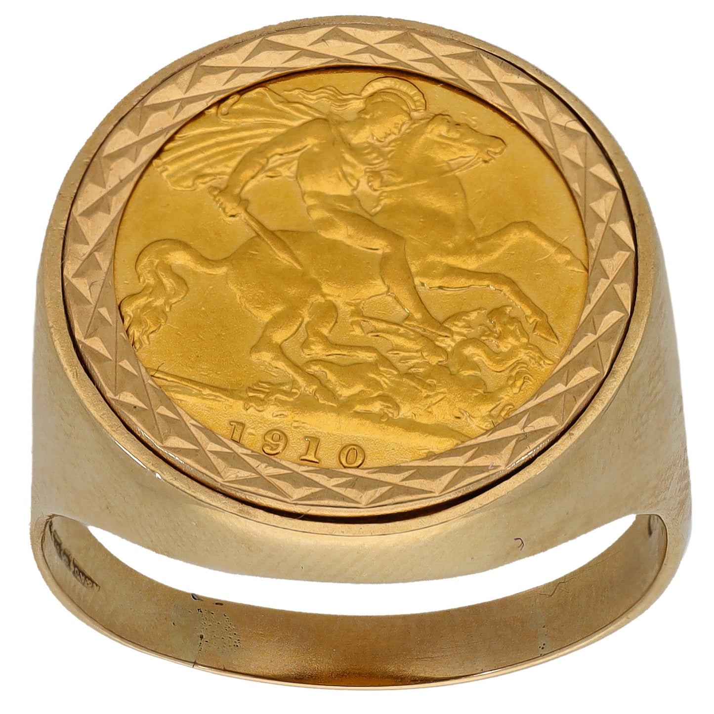 9ct Gold Half Sovereign Coin Ring Size Z+1