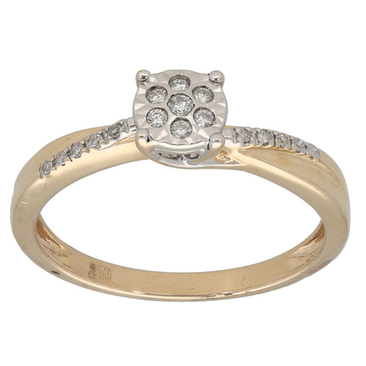 9ct Gold 0.10ct Diamond Cluster Ring Size K