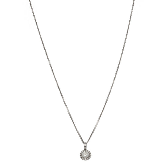 14ct White Gold 0.65ct Diamond Cluster Pendant With Chain
