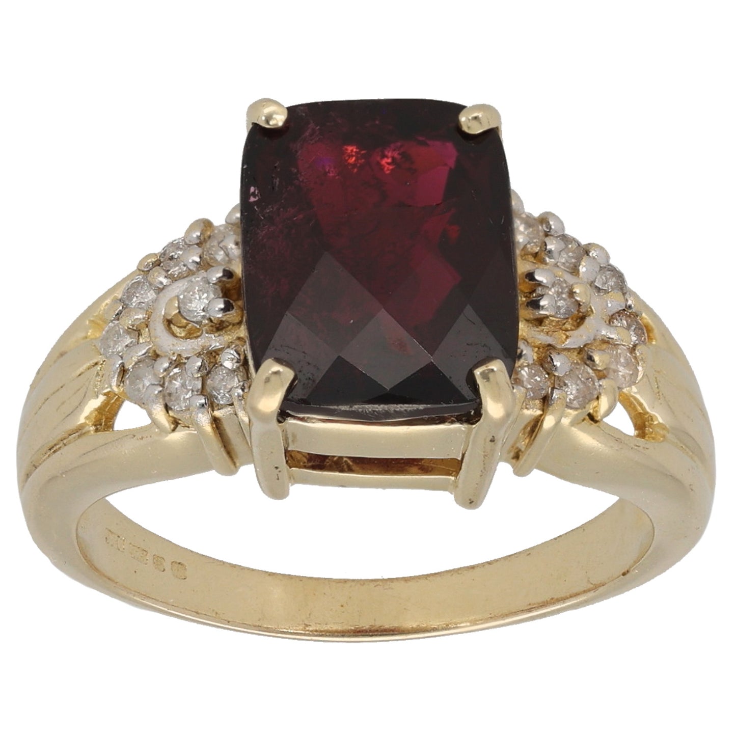 9ct Gold Garnet & 0.16ct Diamond Dress/Cocktail Ring Size N