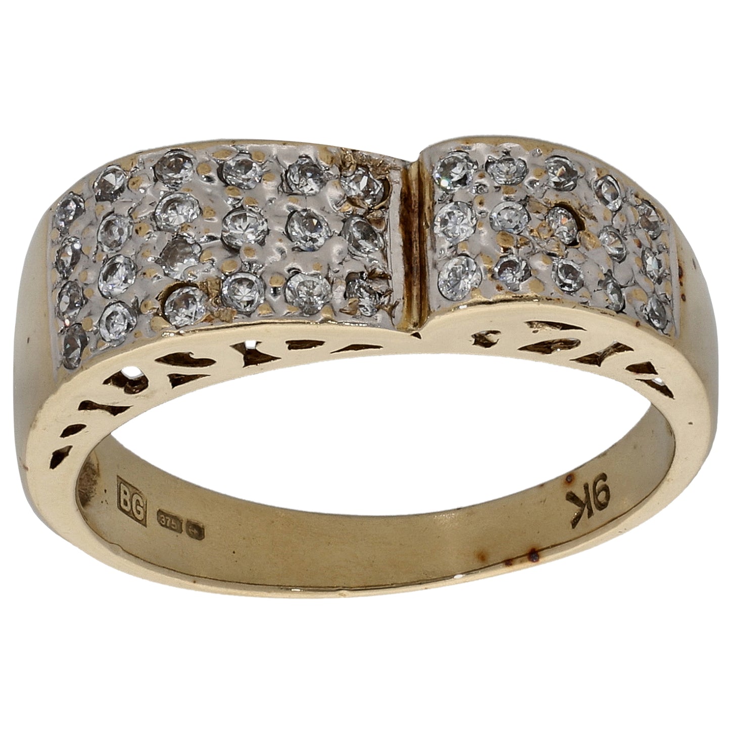 9ct Gold Cubic Zirconia Dress/Cocktail Ring Size L