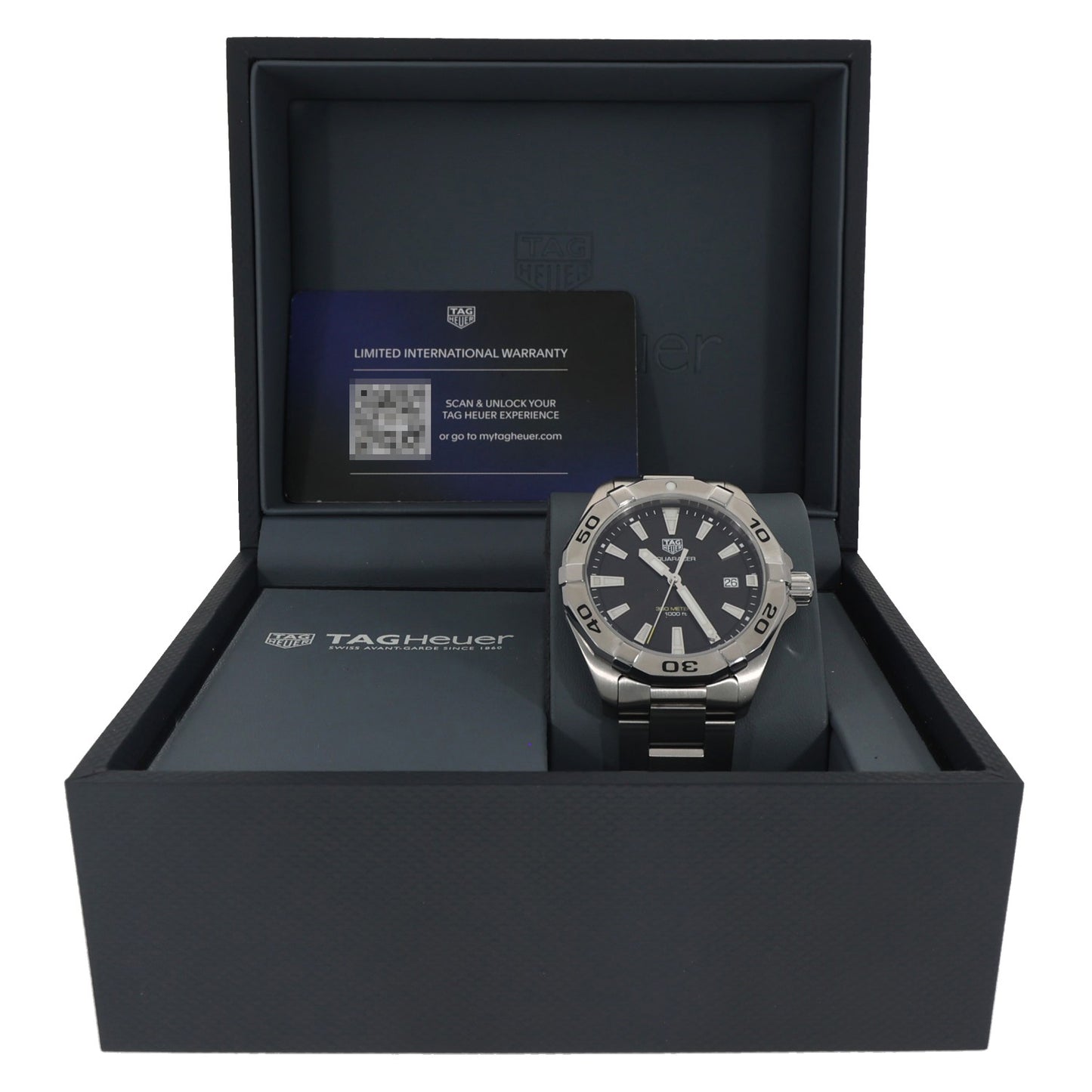 Tag Heuer Aquaracer WBD1110, black dial in stainless steel case and bracelet, with crown, in Tag Heuer box