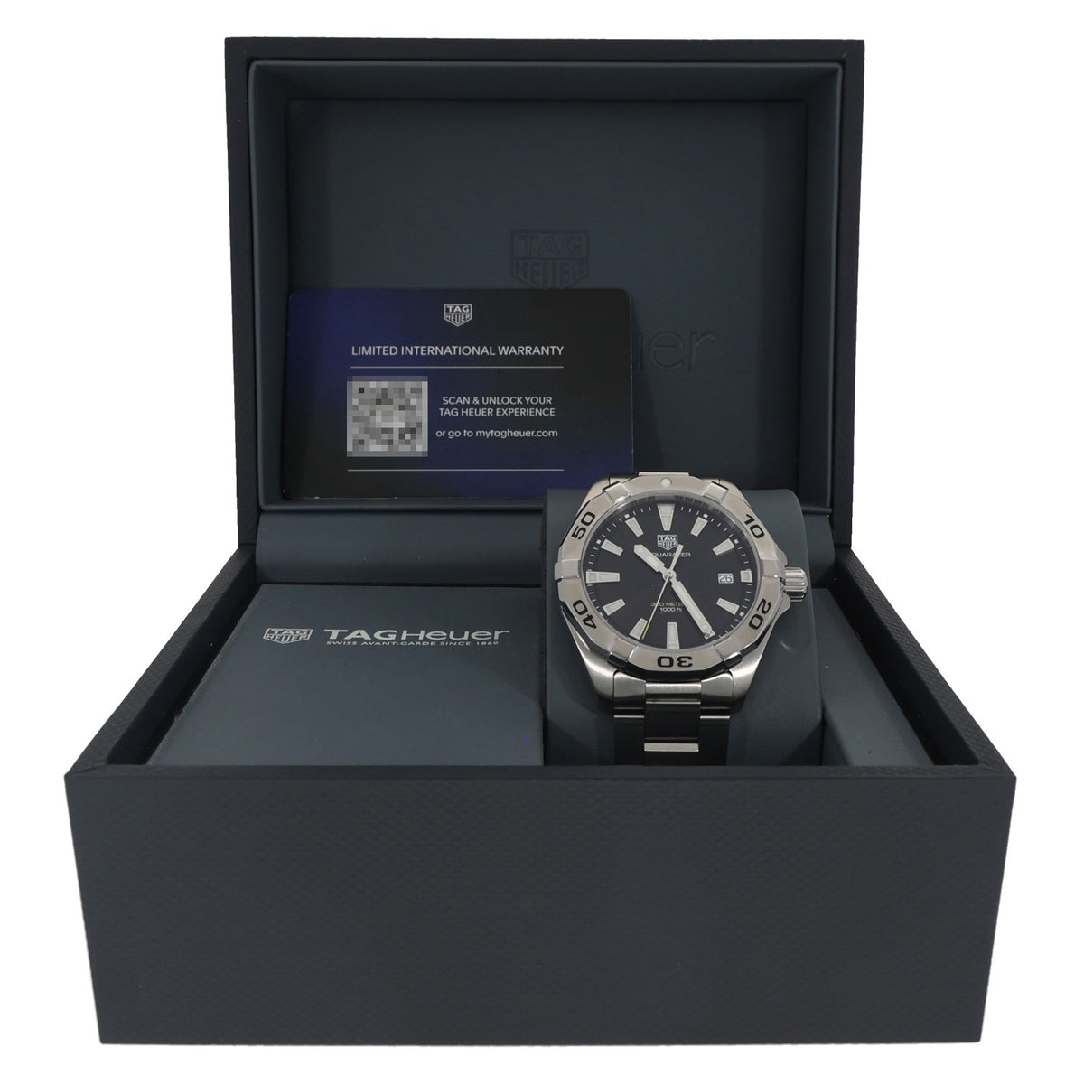 Tag Heuer Aquaracer WBD1110, black dial in stainless steel case and bracelet, with crown, in Tag Heuer box