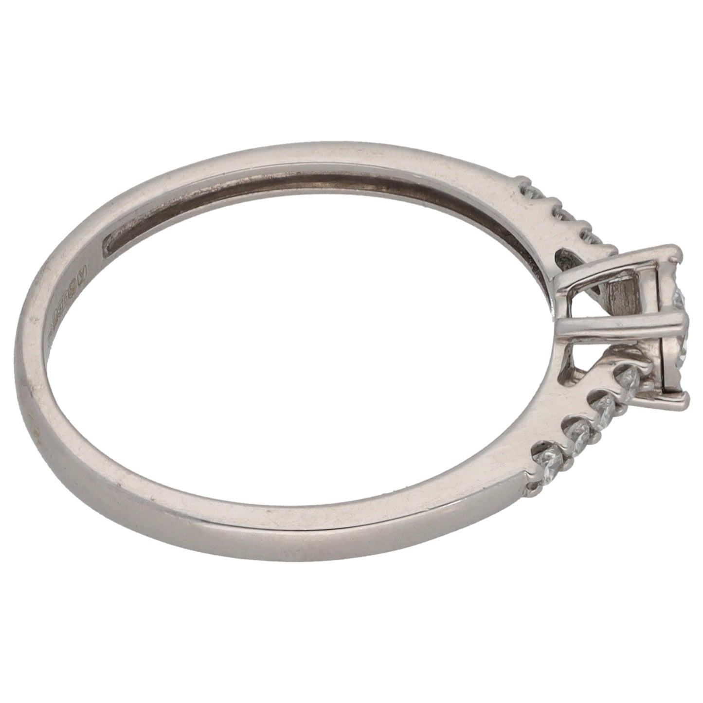 9ct White Gold Cubic Zirconia Single Stone Ring With Accents Size O