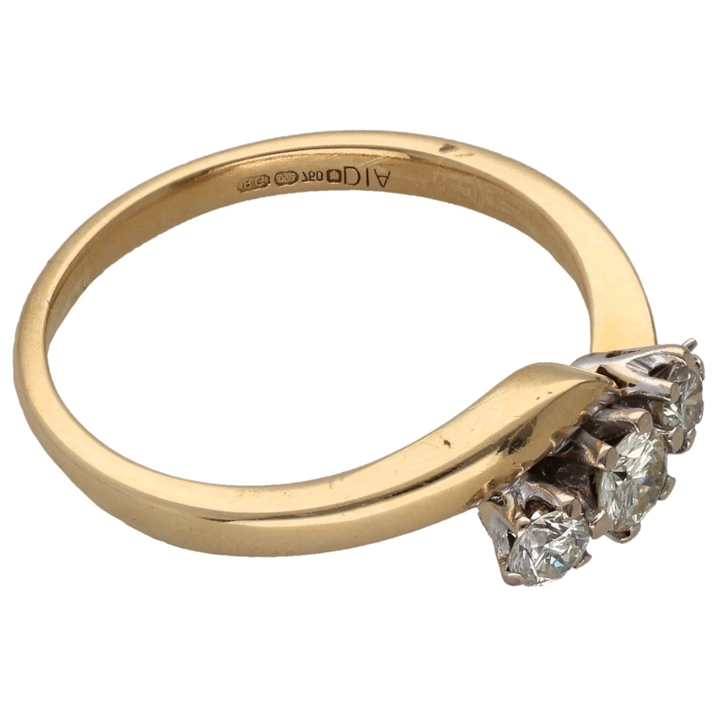 18ct Gold 0.33ct Diamond Trilogy Ring Size O