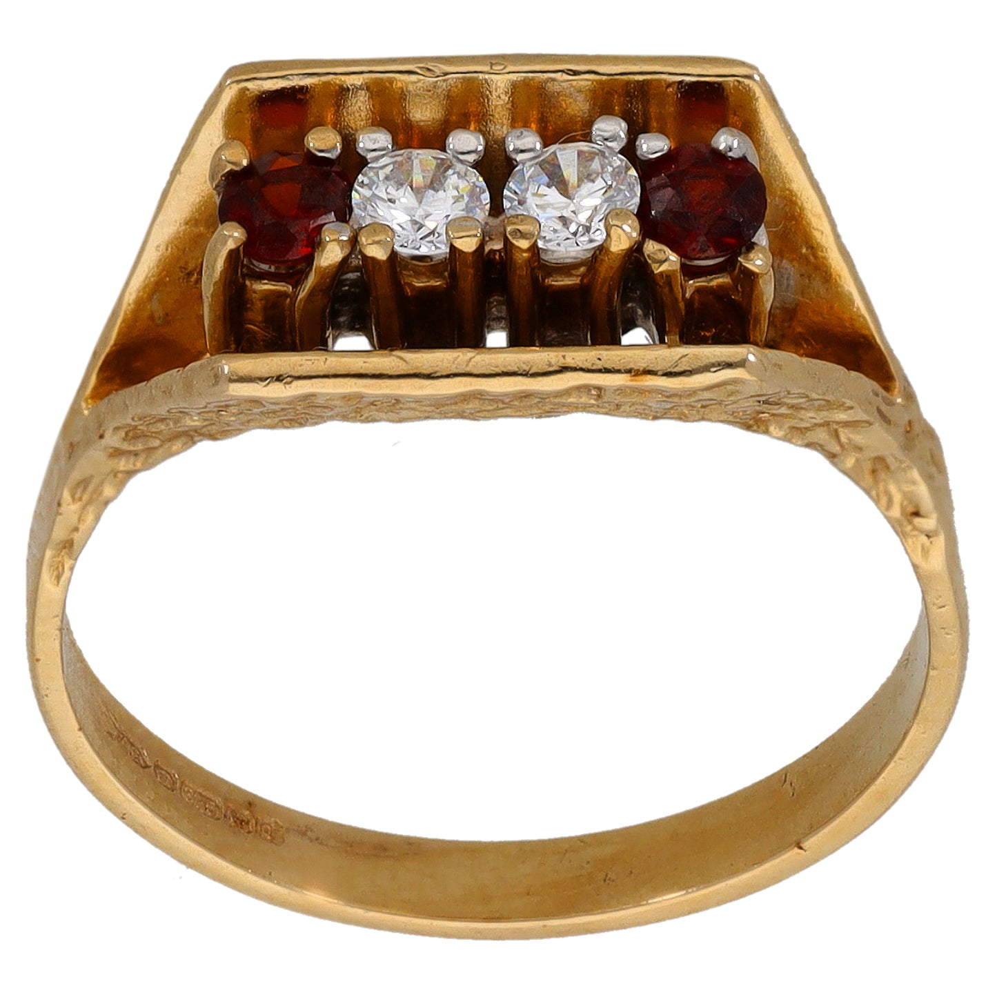 9ct Gold Garnet & Cubic Zirconia Dress/Cocktail Ring Size P