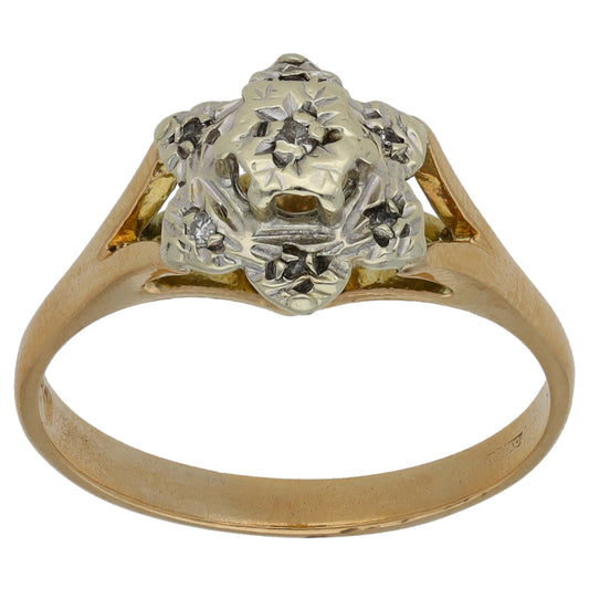 9ct Gold 0.04ct Diamond Cluster Ring Size P