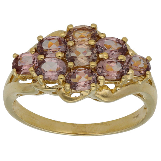 9ct Gold Imitation Gems Dress/Cocktail Ring Size O