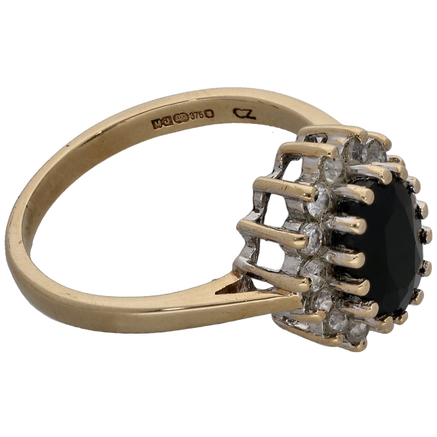 9ct Gold Sapphire & Cubic Zirconia Dress/Cocktail Ring Size K