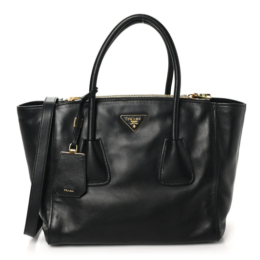 Prada Vitello Soft Twin Pocket Tote - Black