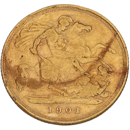 22ct Gold Queen Victoria Half Sovereign Coin 1901