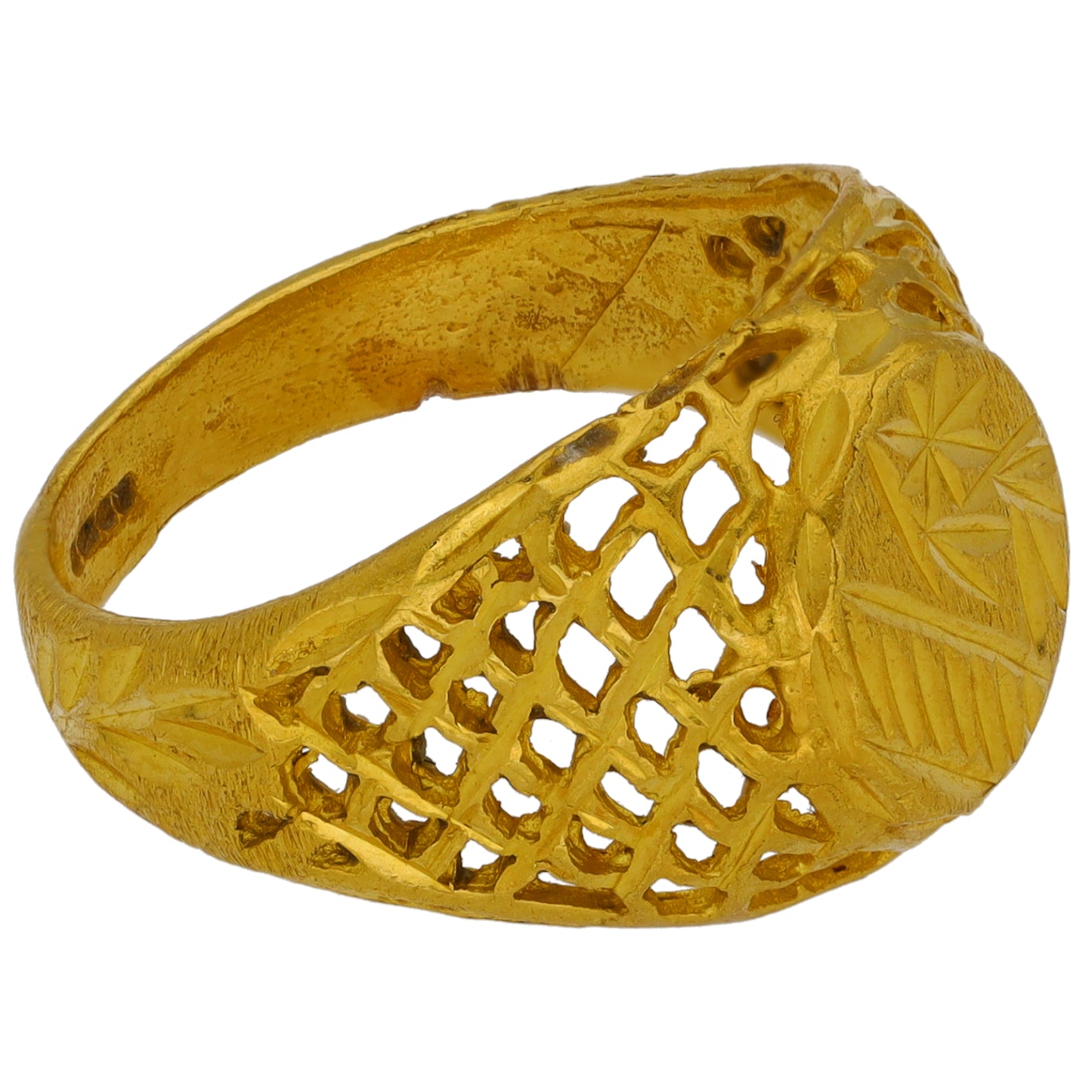 22ct Gold Patterned Signet Ring Size N