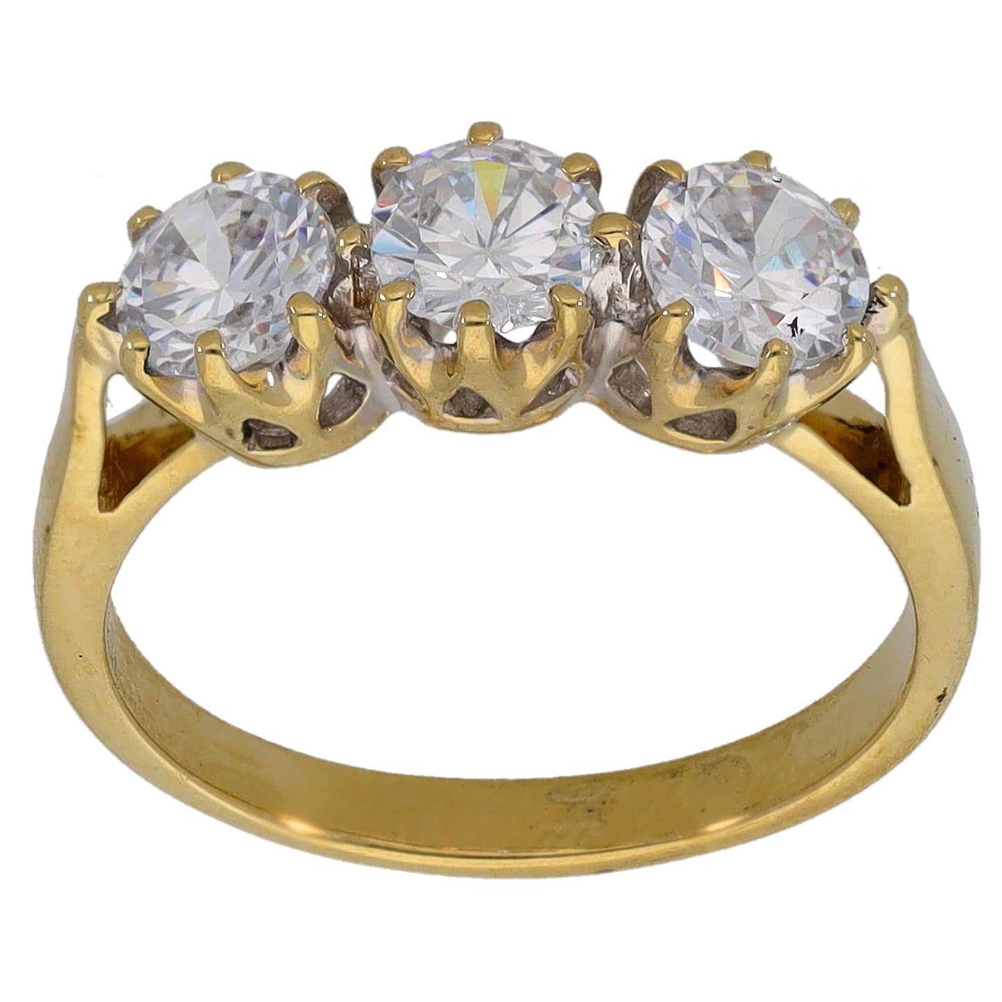 9ct Gold Cubic Zirconia Trilogy Ring Size J