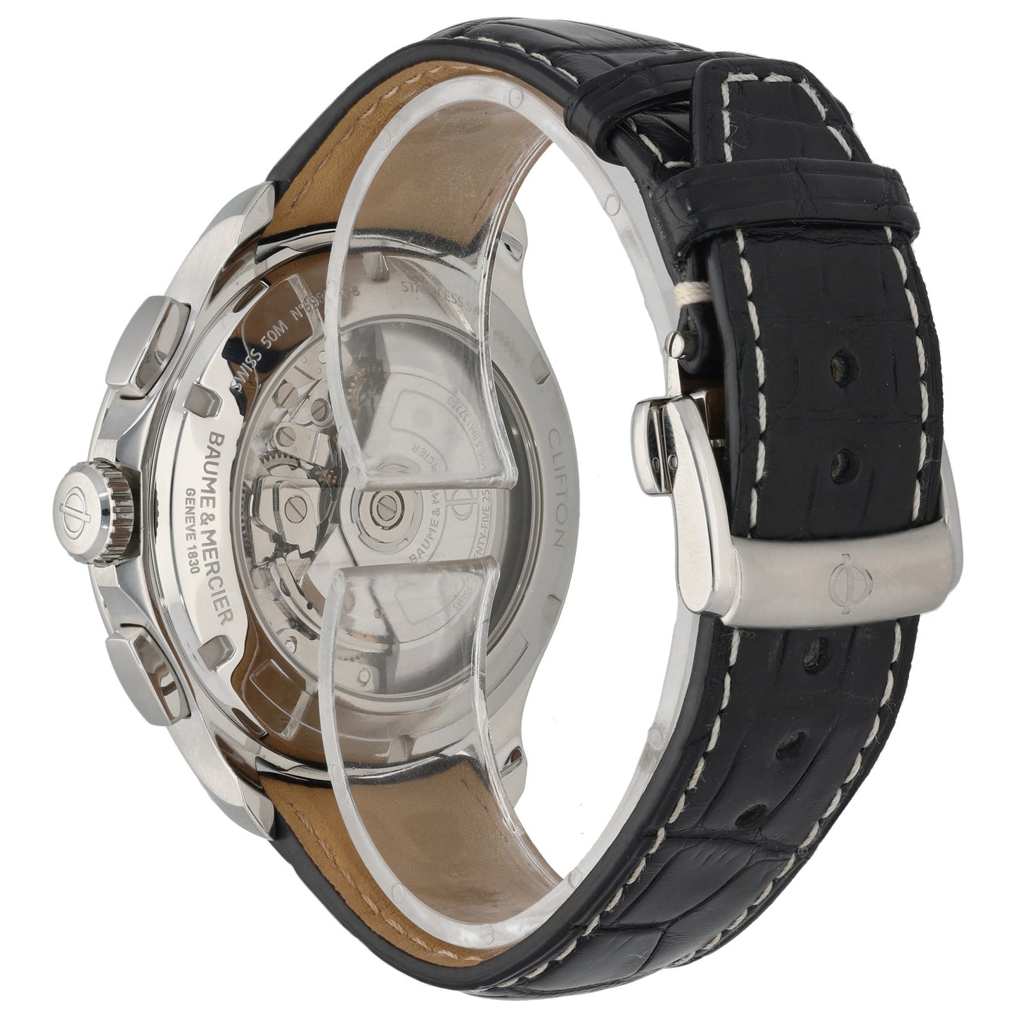 Baume Et Mercier Clifton 65826, Black And Yellow Watch, Rear Angle Image