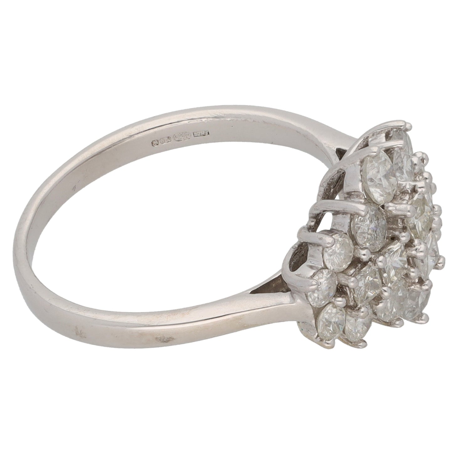 9ct White Gold 1.00ct Diamond Dress/Cocktail Ring Size K