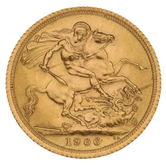 22ct Gold Queen Elizabeth II Full Sovereign Coin 1966