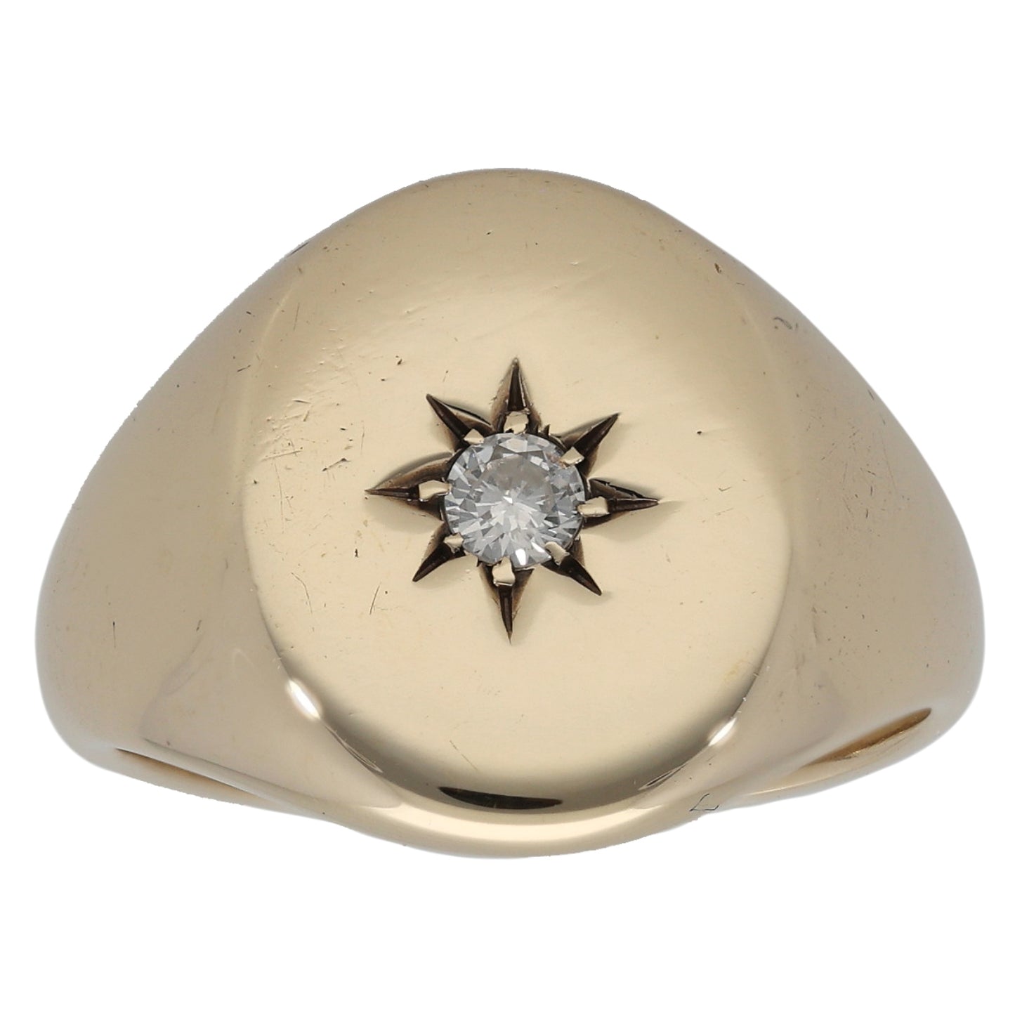 9ct Gold 0.10ct Diamond Signet Ring Size N