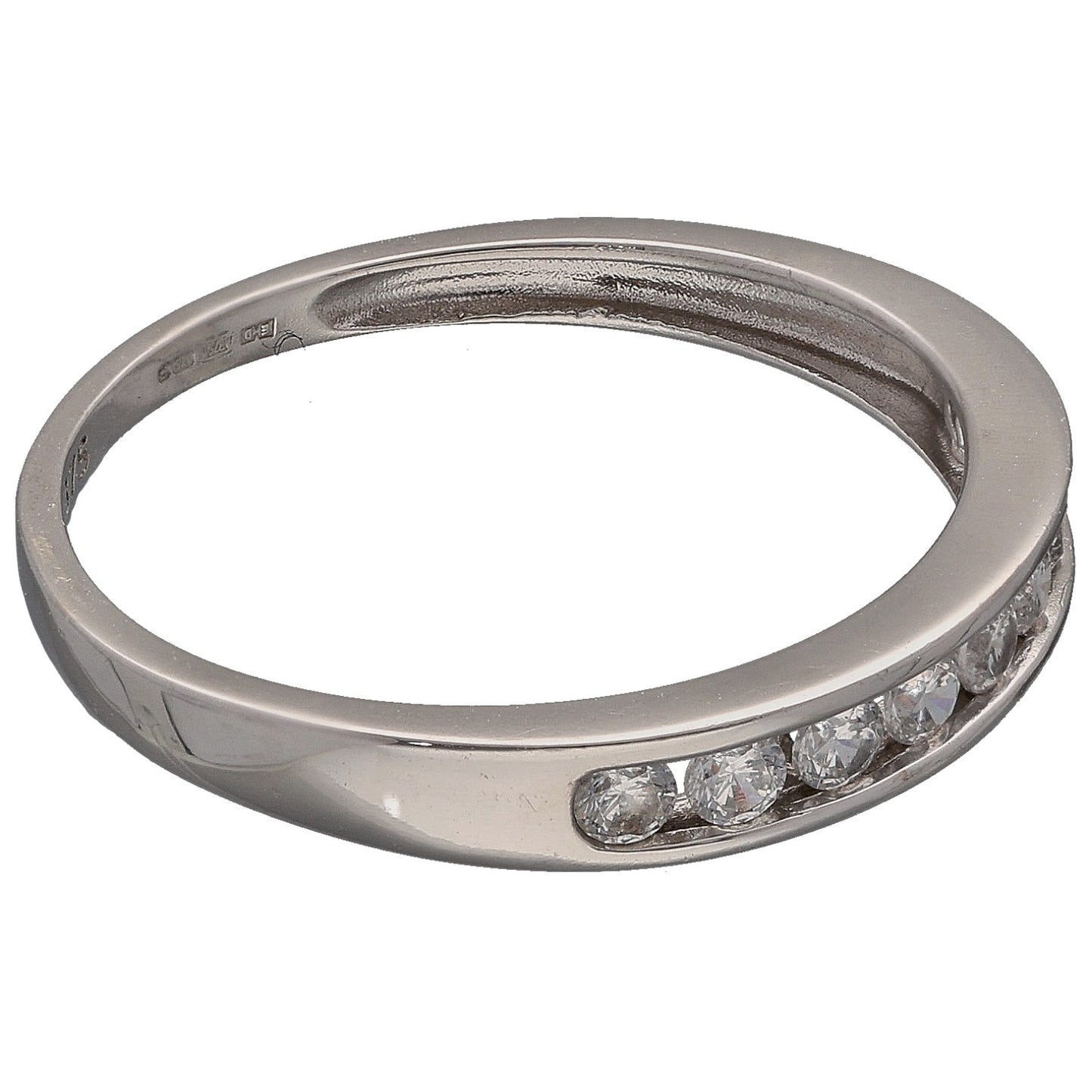 9ct White Gold Cubic Zirconia Half Eternity Ring Size N