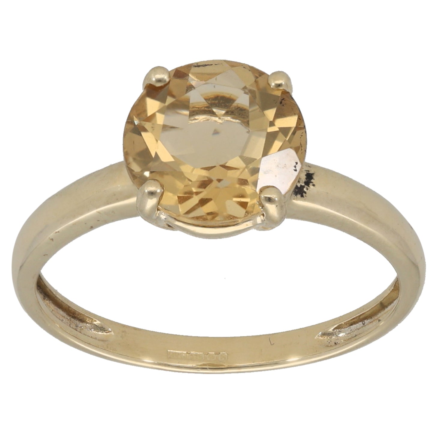 9ct Gold Citrine Single Stone Ring Size Q