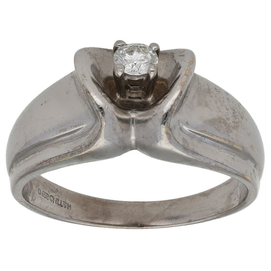 9ct White Gold 0.12ct Diamond Solitaire Ring Size L