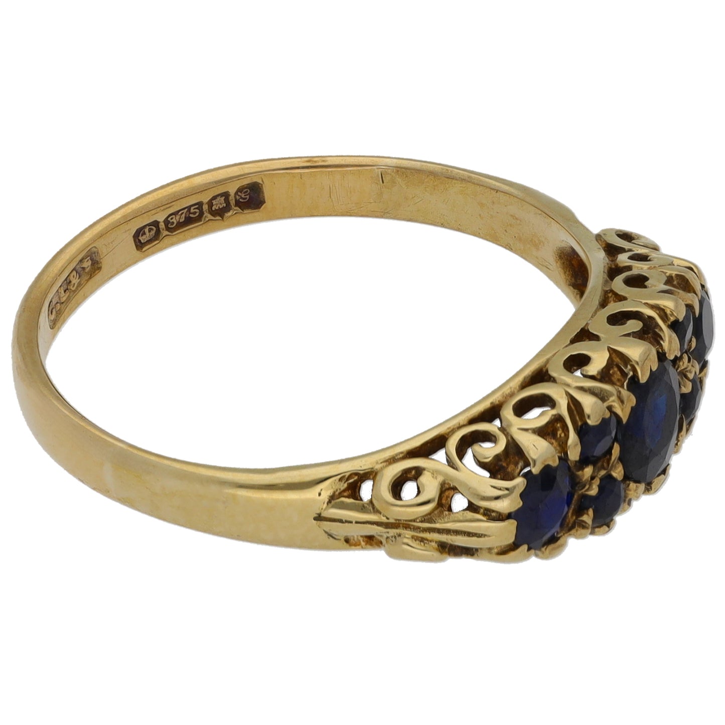 9ct Gold Sapphire Half Eternity Ring Size O