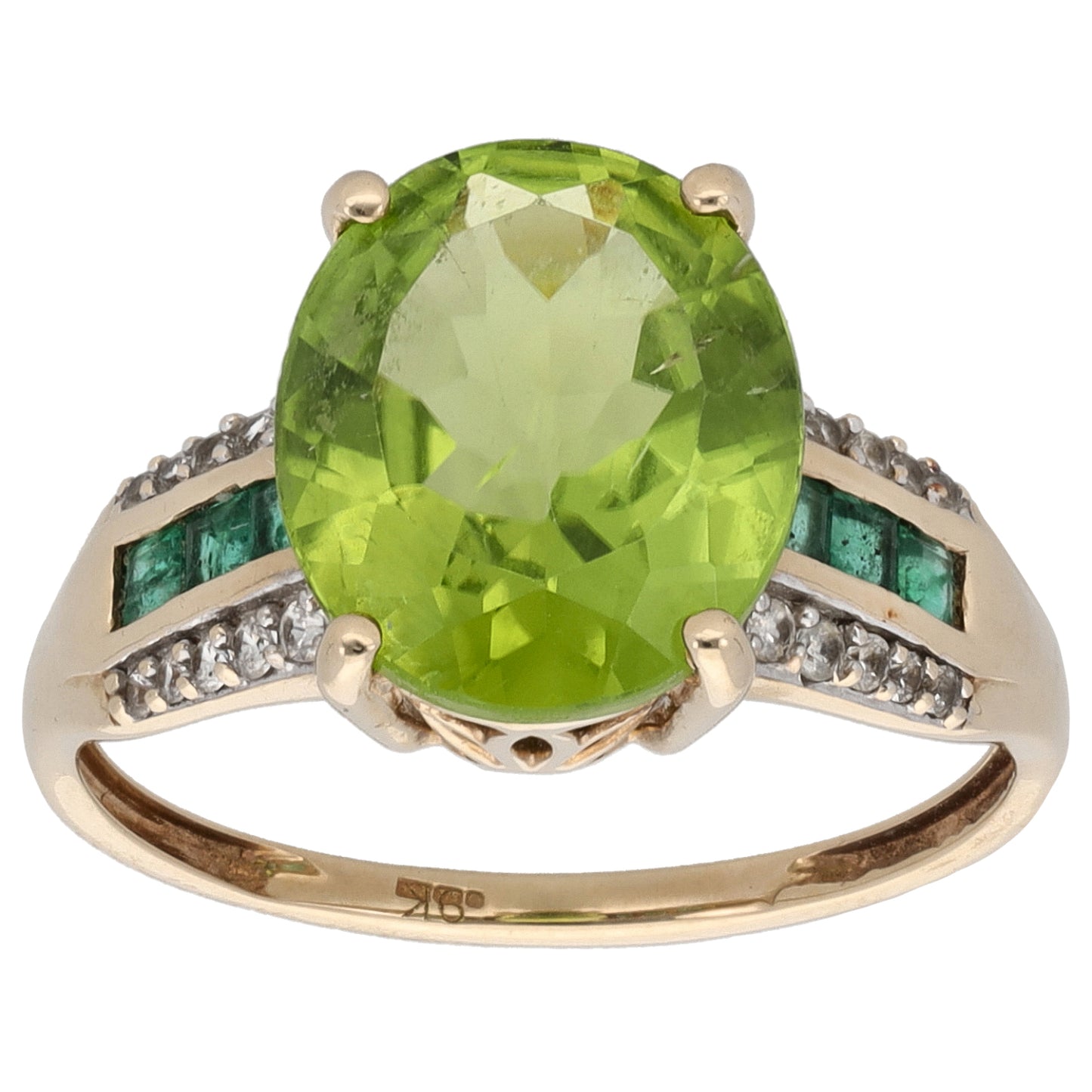 9ct Gold Peridot & Emerald & Topaz Dress/Cocktail Ring Size P