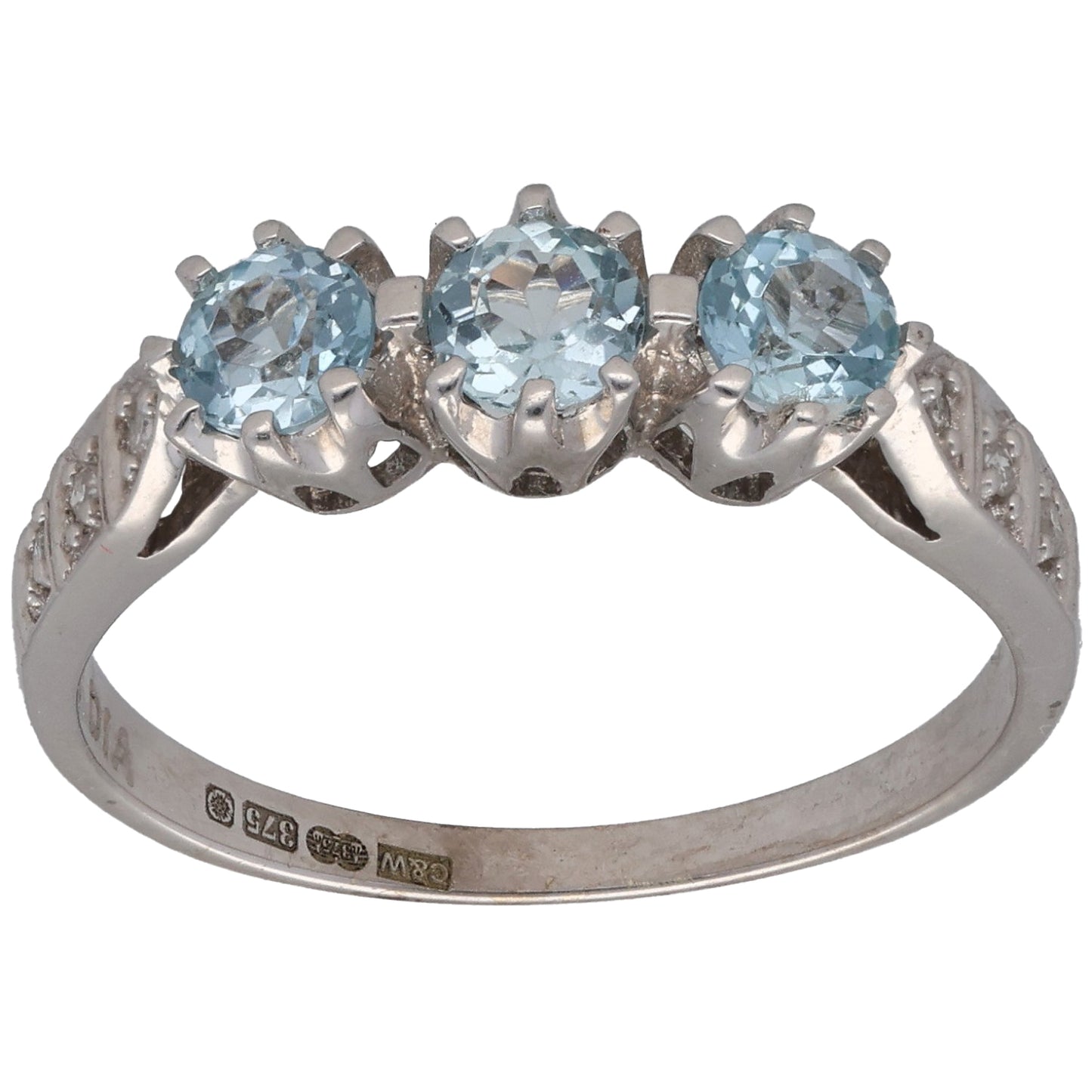 9ct White Gold Topaz & 0.03ct Diamond Dress/Cocktail Ring Size P