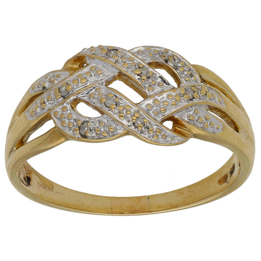 9ct Gold 0.045ct Diamond Alternative Ring Size R