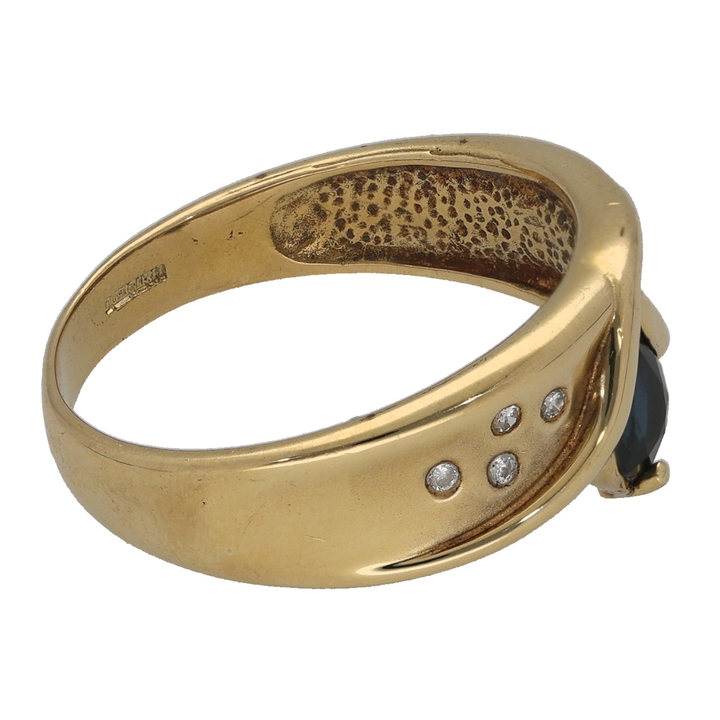 18ct Gold Sapphire & 0.05ct Diamond Dress/Cocktail Ring Size N