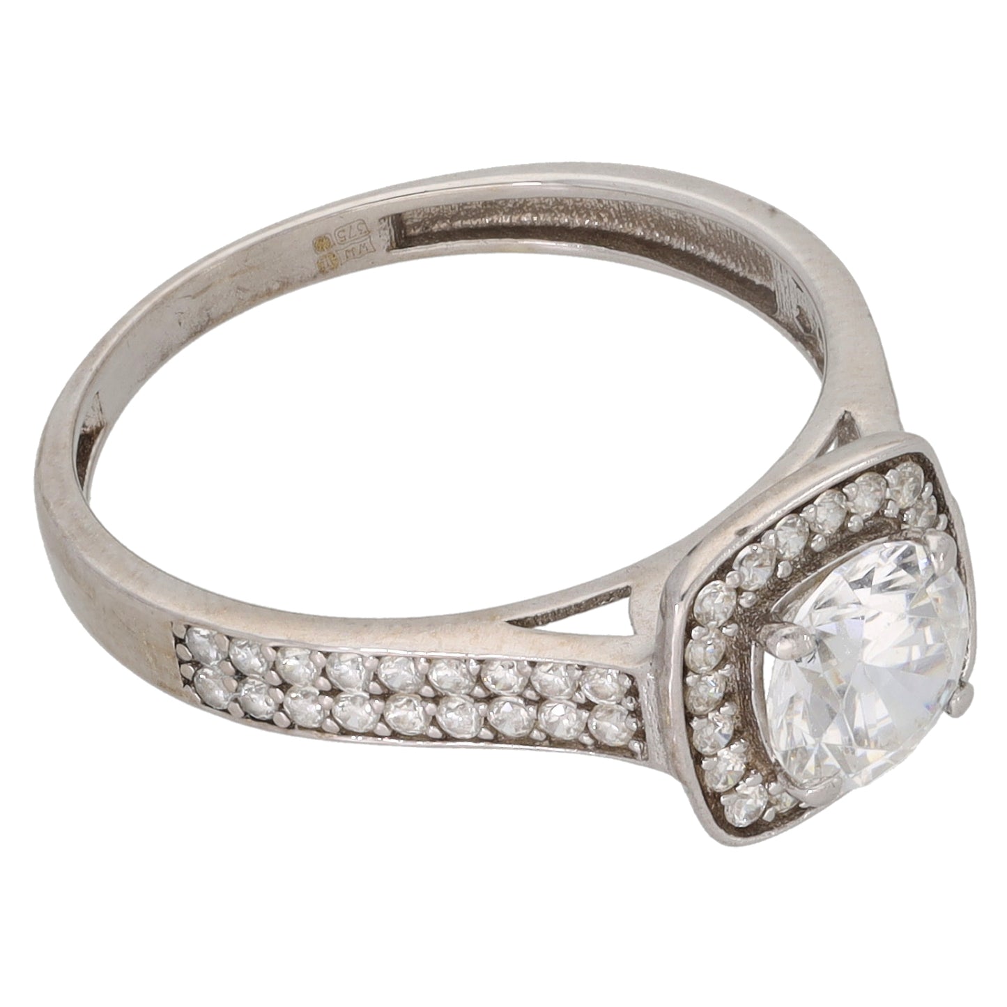 9ct White Gold Cubic Zirconia Dress/Cocktail Ring Size N