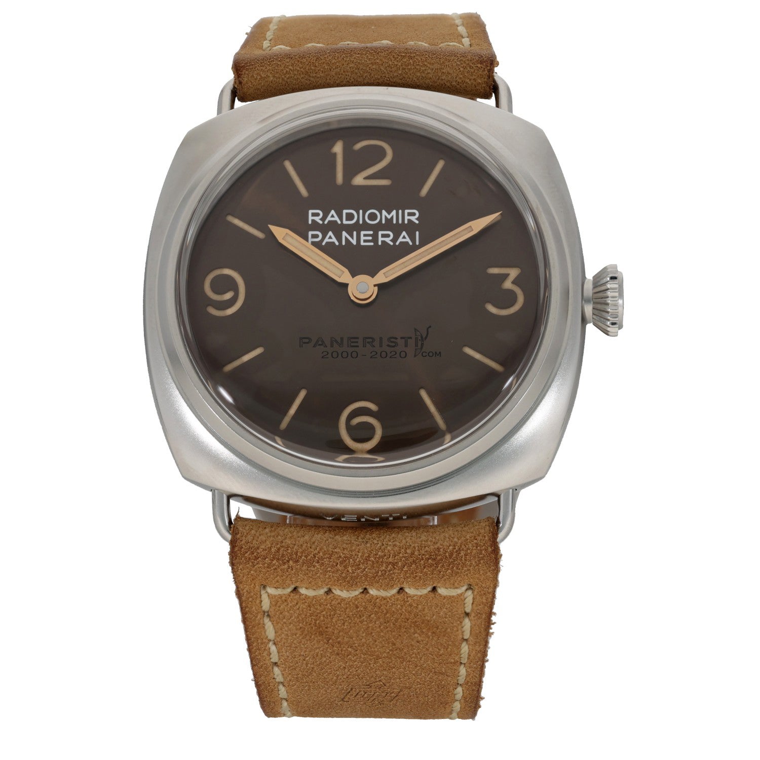 Panerai Radiomir Paneritsa PAM02020, brown dial, brown leather strap, limited edition watch 