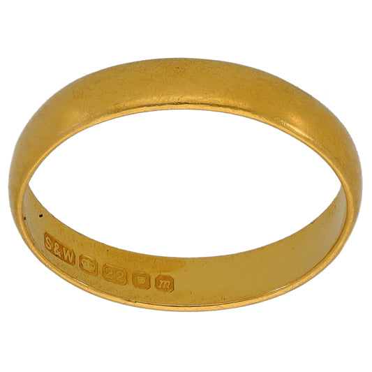 22ct Gold Plain Wedding Ring Size N