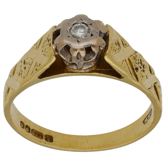 18ct Gold 0.04ct Diamond Solitaire Ring Size N