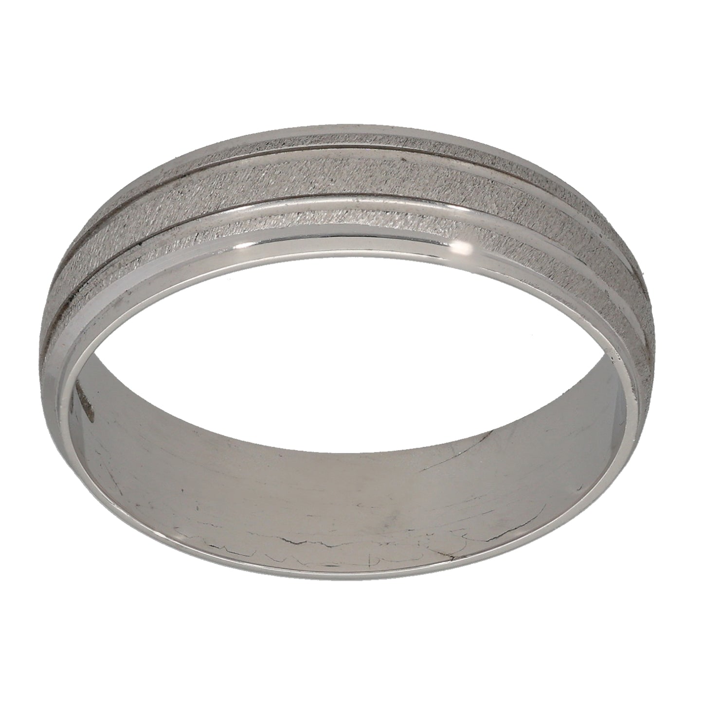 9ct White Gold Patterned Wedding Ring Size X