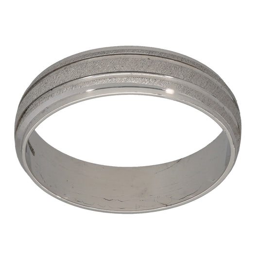 9ct White Gold Patterned Wedding Ring Size X