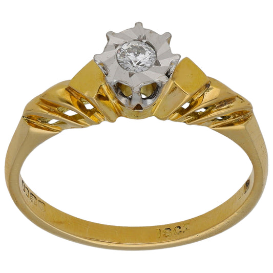 18ct Gold 0.07ct Diamond Solitaire Ring Size N