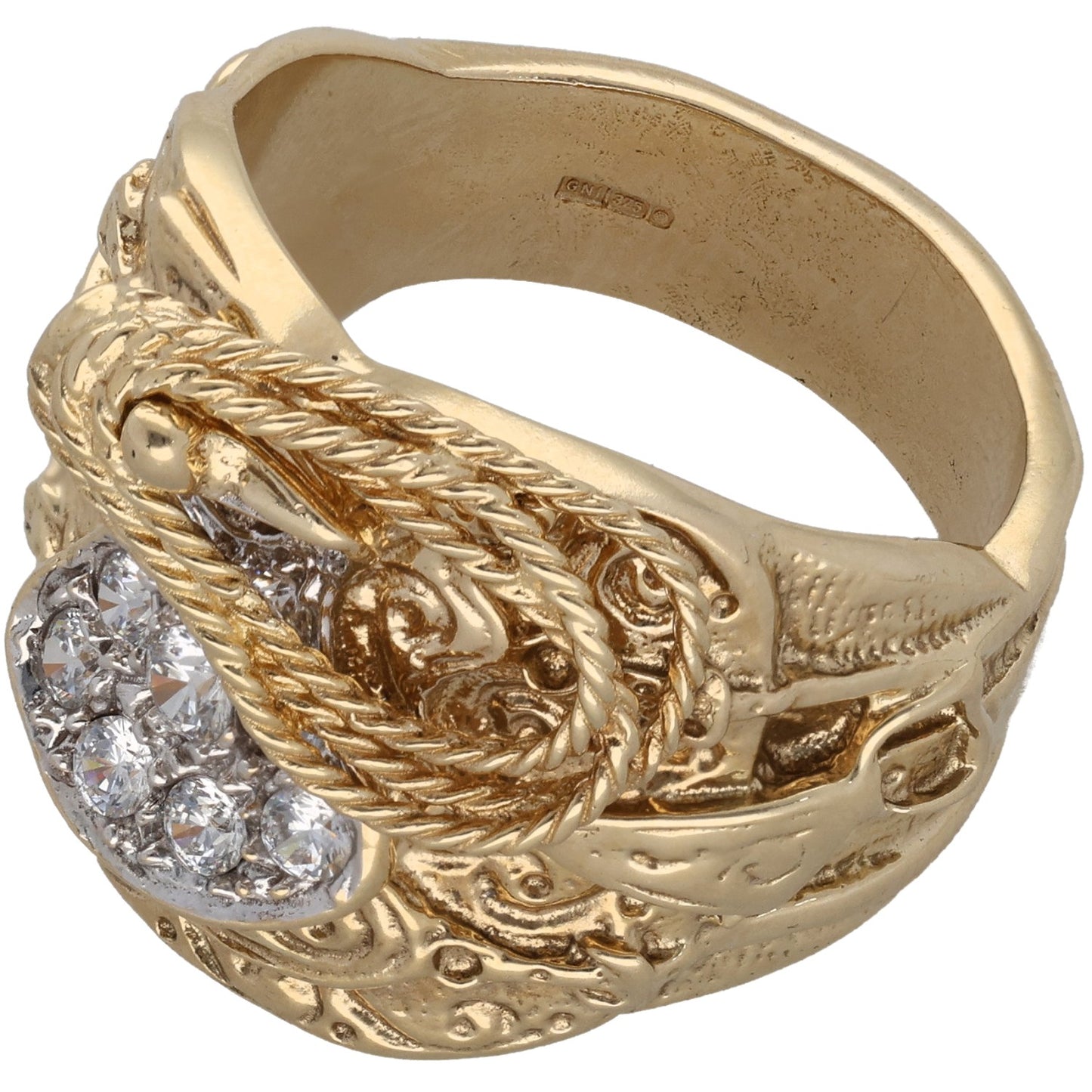 9ct Gold Cubic Zirconia Saddle Ring Size W